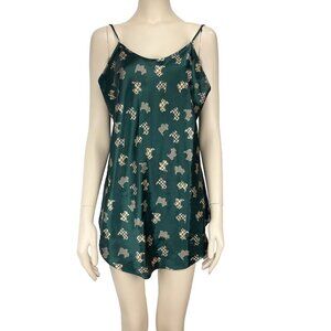 VTG‎ Satin Preppy Tartan Christmas Green Slip Dress sz M
